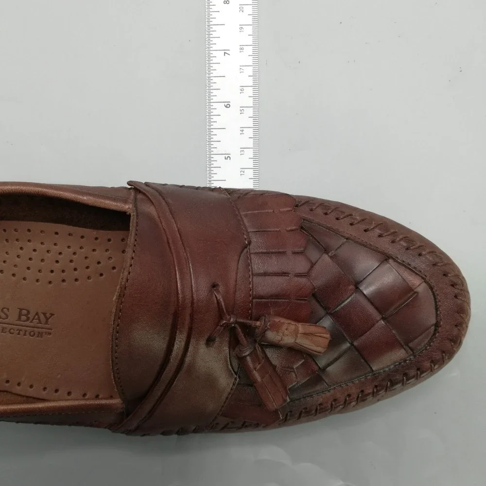 Hunter's Bay Shoes Mens Loafer Brown Leather Woven Tassel Slip‎ On 11